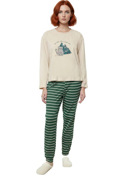 Kadın Kışlık Çizgili Pijama Takımı Ev Giyim Fonksiyonel Dayanıklı Kaliteli Konforlu Modern fiyatları