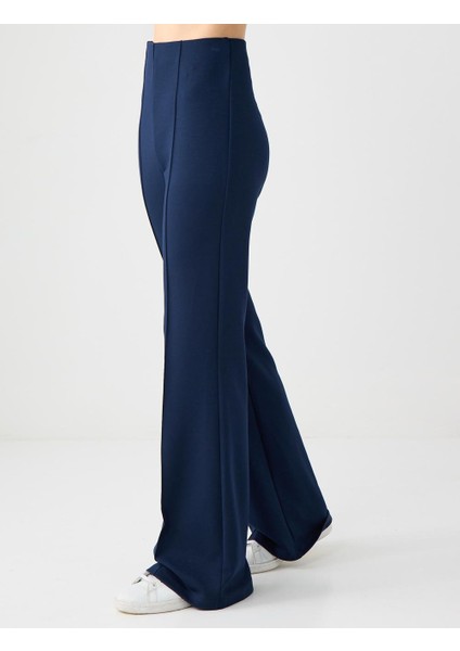 Lacivert Yüksek Bel Bol Paça Modal Jogger Pantolon fırsatları