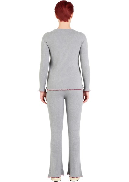 Kadın Melanj Nakışlı Bisiklet Yaka Pijama Takımı Fonksiyonel Dayanıklı Kaliteli Konforlu Şık fırsatları