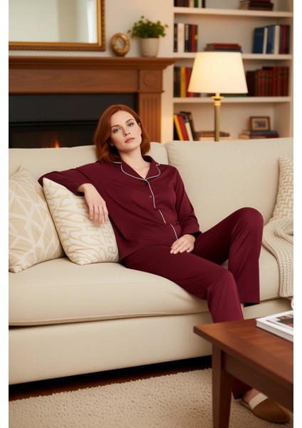Kadın Biye Detaylı Gömlek Pijama Takımı Fonksiyonel Dayanıklı Kaliteli Konforlu Estetik Şık fırsatları