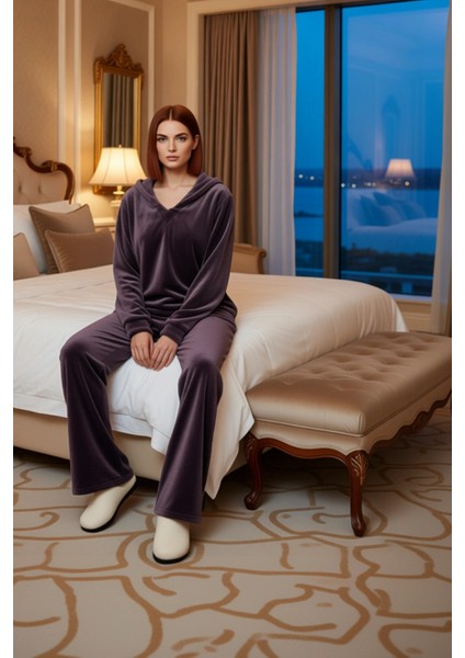 Kadın Sevimli Kulaklı Kapüşonlu Pijama Seti Fonksiyonel Dayanıklı Kaliteli Konforlu Modern fiyatları