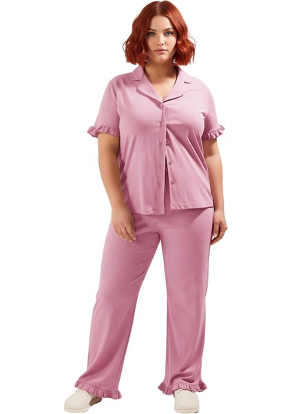 Kadın Gömlek Yaka Fırfırlı Örme Pijama Takımı Fonksiyonel Dayanıklı Kaliteli Konforlu Spor fiyatları