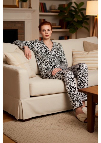 Kadın Viskon Süprem Leopar Desenli Pijama Takımı Fonksiyonel Dayanıklı Kaliteli Konforlu Şık fırsatları
