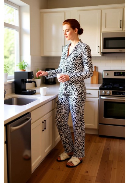 Kadın Viskon Süprem Leopar Desenli Pijama Takımı Fonksiyonel Dayanıklı Kaliteli Konforlu Şık indirimleri