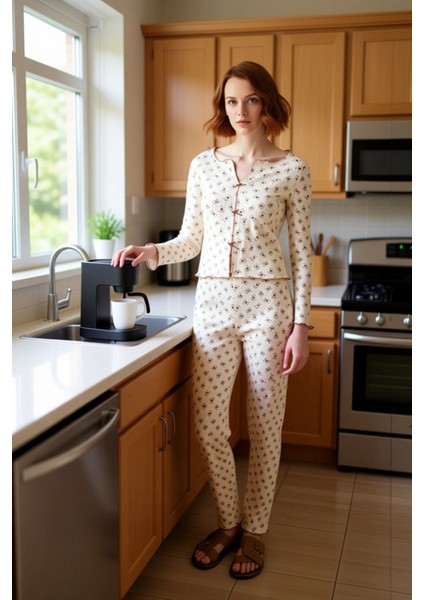 Kadın Çiçek Desenli V Yaka Pijama Takımı Fonksiyonel Dayanıklı Kaliteli Konforlu Estetik Şık indirimleri