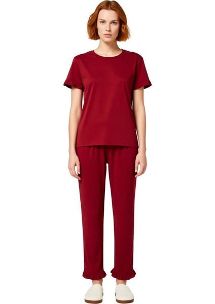 Kadın Kisa Kollu Pijama Seti Fircali Detay Fonksiyonel Dayanıklı Kaliteli Konforlu Estetik fiyatları