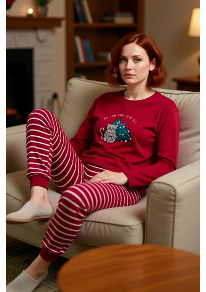 Kadın Kışlık Çizgili Pijama Takımı Ev Giyim Fonksiyonel Dayanıklı Kaliteli Konforlu Modern modelleri