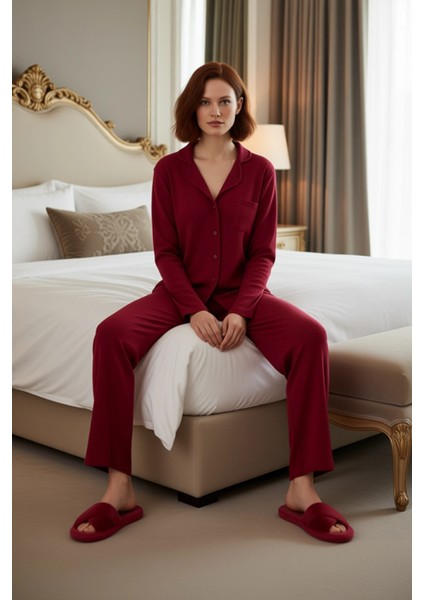Kadın Fitilli Gömlek Pantolon Pijama Takımı Fonksiyonel Dayanıklı Kaliteli Konforlu Modern
