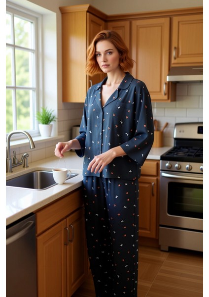 Kadın Baskılı Viskon Gömlek ve Pantolon Pijama Takımı Fonksiyonel Dayanıklı Kaliteli Rahat indirimleri