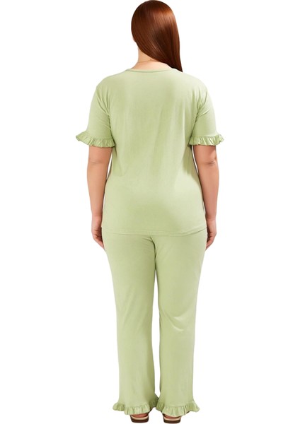 Kadın Fırfırlı Detaylı Gömlek Yaka Pijama Takımı Fonksiyonel Dayanıklı Kaliteli Konforlu Şık fırsatları