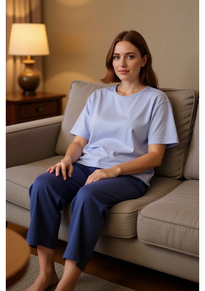 Kadın Relaxed Fit Örme Kapri Pijama Takımı Fonksiyonel Dayanıklı Kaliteli Konforlu Estetik fırsatları