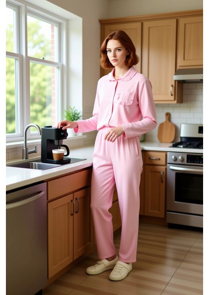 Kadın Gömlek Yaka Fırfırlı Cep Viskon Pijama Takımı Fonksiyonel Dayanıklı Kaliteli Estetik fırsatları