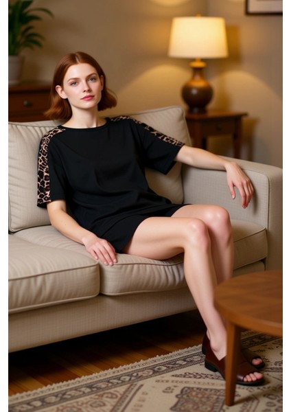 Kadın Viskon Jakarlı Pijama Takımı Leopar Detaylı Fonksiyonel Dayanıklı Kaliteli Konforlu Şık fırsatları