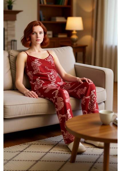 Kadın Viskon Kaplan Baskılı Pijama Takımı Fonksiyonel Dayanıklı Kaliteli Konforlu Estetik Şık fırsatları