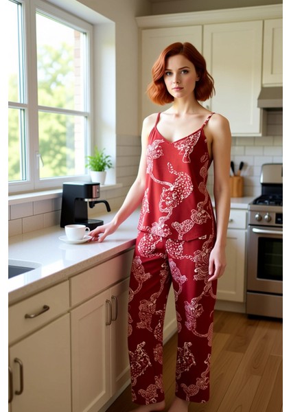 Kadın Viskon Kaplan Baskılı Pijama Takımı Fonksiyonel Dayanıklı Kaliteli Konforlu Estetik Şık indirimleri