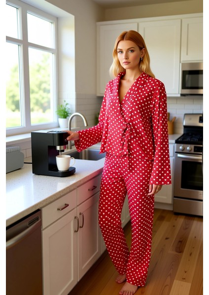 Kadın Kalpli Viskon Pijama Takımı Fonksiyonel Dayanıklı Kaliteli Konforlu Estetik Premium Şık