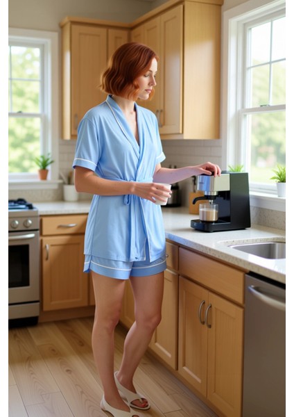 Kadın Melanj Viskon Pijama Takımı Ev Giyimi Fonksiyonel Dayanıklı Kaliteli Konforlu Modern