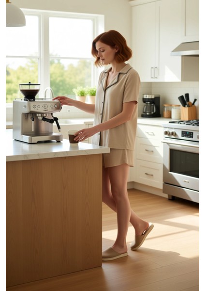 Kadın Müslin Gömlek Şort Pijama Takımı Karyoka Dikiş Detaylı Fonksiyonel Dayanıklı Estetik indirimleri