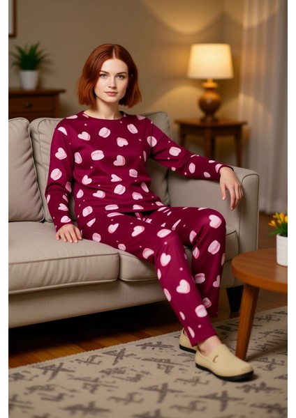 Genç Kalp ve Makaron Desenli Pamuklu Pijama Takımı Fonksiyonel Dayanıklı Kaliteli Konforlu modelleri