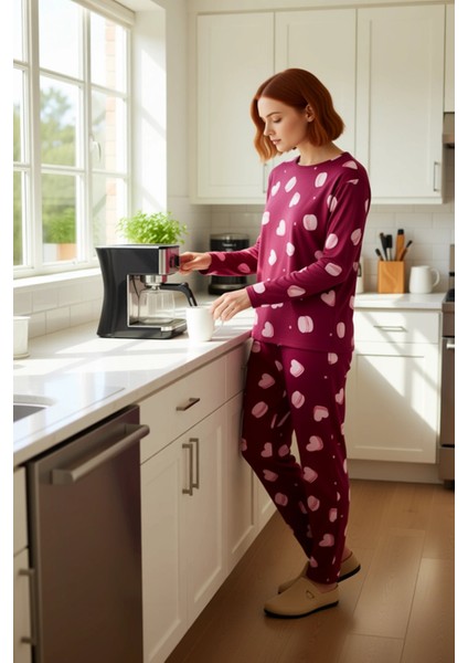 Genç Kalp ve Makaron Desenli Pamuklu Pijama Takımı Fonksiyonel Dayanıklı Kaliteli Konforlu fırsatları