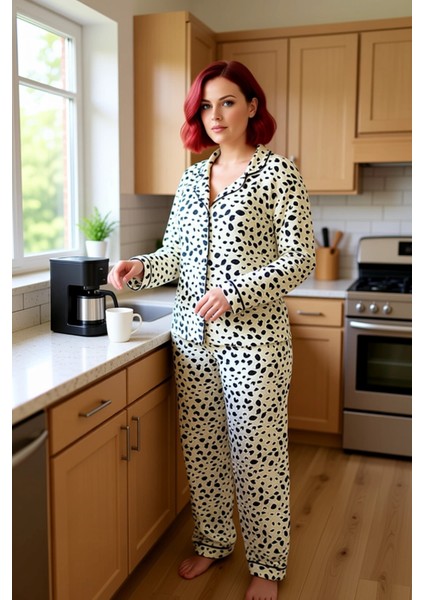 Benekli Gömlek Yaka Pijama Takımı Kadın Fonksiyonel Dayanıklı Kaliteli Konforlu Estetik Şık fiyatları