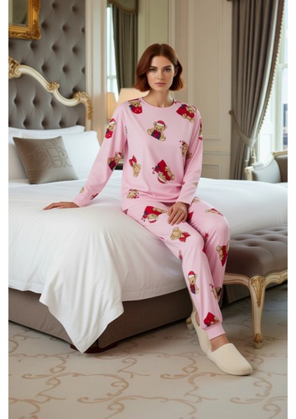 Kadin Ayiciikli Yılbaşı Temali Pijama Takımı Fonksiyonel Dayanıklı Kaliteli Konforlu Rahat modelleri