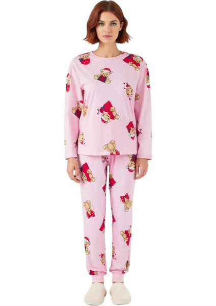 Kadin Ayiciikli Yılbaşı Temali Pijama Takımı Fonksiyonel Dayanıklı Kaliteli Konforlu Rahat fırsatları
