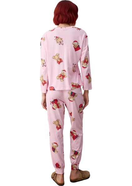 Kadin Ayiciikli Yılbaşı Temali Pijama Takımı Fonksiyonel Dayanıklı Kaliteli Konforlu Rahat indirimleri