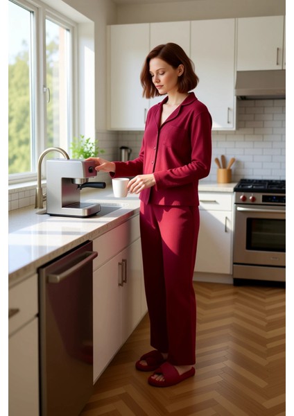 Kadın Fitilli Gömlek Pantolon Pijama Takımı Fonksiyonel Dayanıklı Kaliteli Konforlu Modern fiyatları