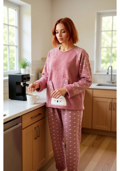 Kadın Sevimli Tavşan Detaylı Polar Pijama Takımı Fonksiyonel Dayanıklı Kaliteli Konforlu Şık fiyatları
