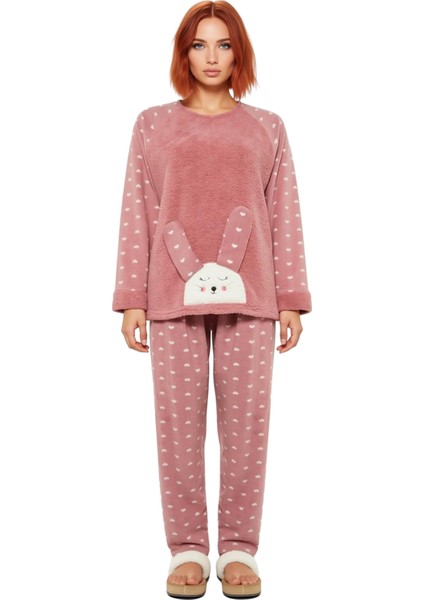 Kadın Sevimli Tavşan Detaylı Polar Pijama Takımı Fonksiyonel Dayanıklı Kaliteli Konforlu Şık fırsatları