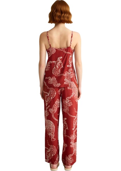 Kadın Viskon Kaplan Baskılı Pijama Takımı Fonksiyonel Dayanıklı Kaliteli Konforlu Estetik Şık modelleri