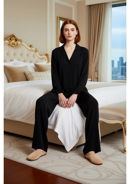 Kadın Gömlek Yaka Volan Detaylı Pijama Takımı Fonksiyonel Dayanıklı Kaliteli Konforlu Spor modelleri