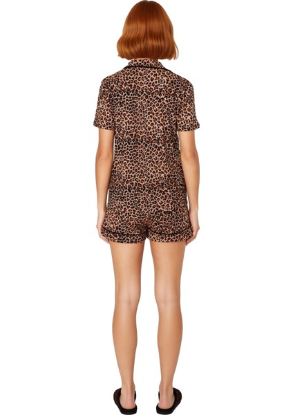 Kadın Animal Print Gömlek Şort Pijama Takımı Fonksiyonel Dayanıklı Kaliteli Konforlu Rahat modelleri
