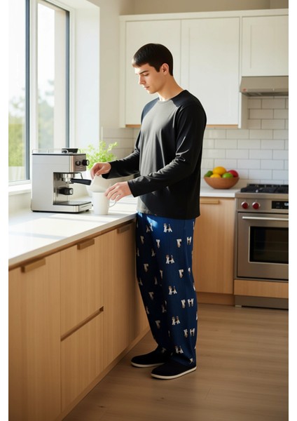 Kadın Bisiklet Yaka Köpek Desenli Pijama Takımı Fonksiyonel Dayanıklı Kaliteli Konforlu Şık fırsatları