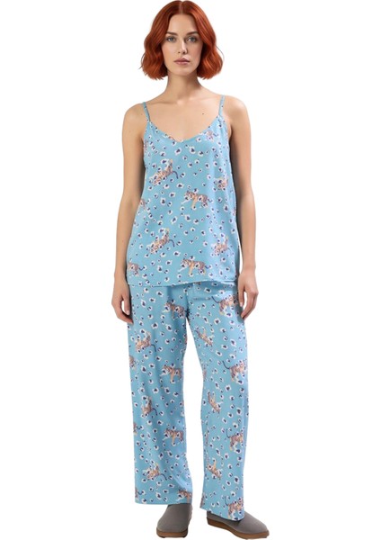 Hayvan Desenli Viskon Ince Askılı Pijama Takımı Kadın Fonksiyonel Dayanıklı Kaliteli Rahat fiyatları