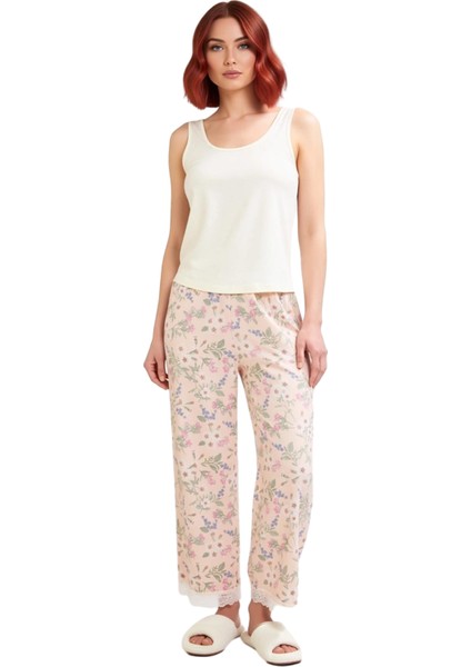 Kadın Dantelli Viskon Örme Pijama Takımı Çiçek Desenli Fonksiyonel Dayanıklı Kaliteli Spor fiyatları