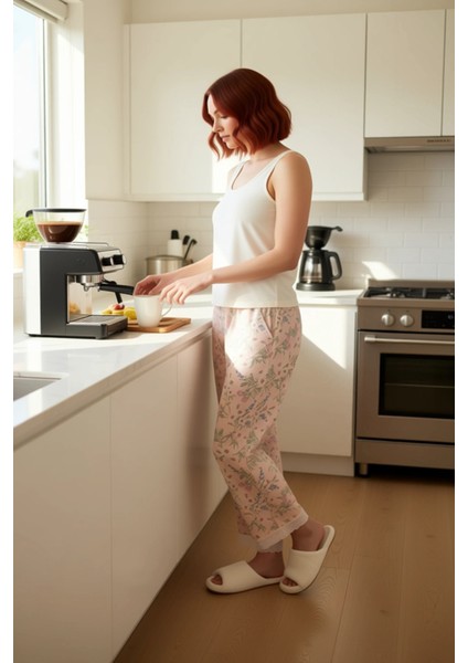 Kadın Dantelli Viskon Örme Pijama Takımı Çiçek Desenli Fonksiyonel Dayanıklı Kaliteli Spor indirimleri