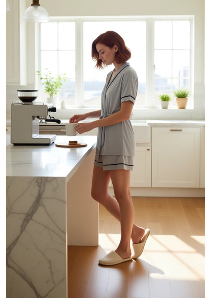 Kadın Melanj Viskon Pijama Takımı Ev Giyimi Fonksiyonel Dayanıklı Kaliteli Konforlu Modern