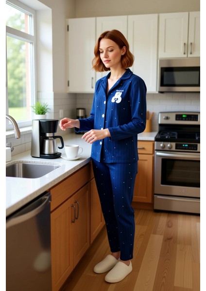 Kadın Kışlık Puantiyeli Polar Pijama Takımı Hayvan Figürlü Fonksiyonel Dayanıklı Kaliteli Şık