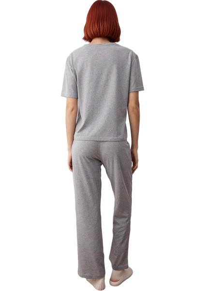 Kadın Melanj Kalp Nakışlı Pijama Takımı Fonksiyonel Dayanıklı Kaliteli Konforlu Estetik Şık indirimleri