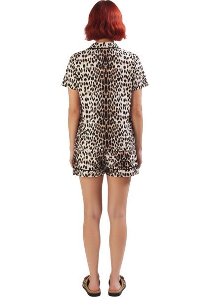 Kadın Animal Print Gömlek Şort Pijama Takımı Fonksiyonel Dayanıklı Kaliteli Konforlu Rahat modelleri
