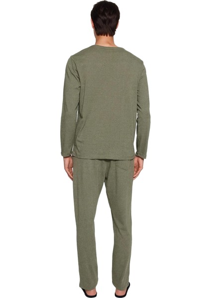 Erkek Antrasit Bisiklet Yaka Baskılı Uzun Kollu Pijama Takımı Fonksiyonel Dayanıklı Modern indirimleri