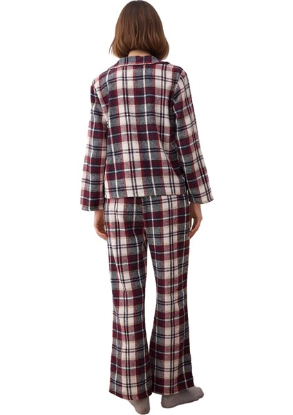 Kadın Çok Renkli Kareli Flanel Pijama Takımı Gömlek Yaka Fonksiyonel Dayanıklı Kaliteli Şık fırsatları