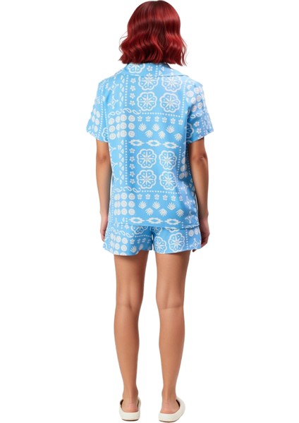 Kadın Etnik Desenli Viskon Pijama Takımı Gömlek Şort Fonksiyonel Dayanıklı Kaliteli Modern fırsatları
