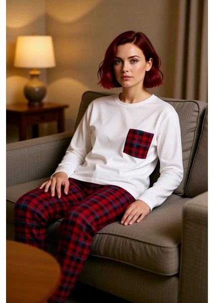 Erkek Ekose Cepli Uzun Kollu Pijama Takımı Fonksiyonel Dayanıklı Kaliteli Konforlu Estetik