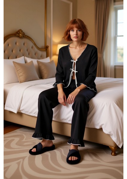 Kadın Müslin Dokuma Pijama Takımı V Yaka Truvakar Kol Fonksiyonel Dayanıklı Kaliteli Rahat modelleri