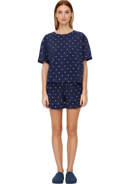 Kadın Puantiyeli Kalpli Pijama Takımı Fonksiyonel Dayanıklı Kaliteli Konforlu Estetik Spor modelleri