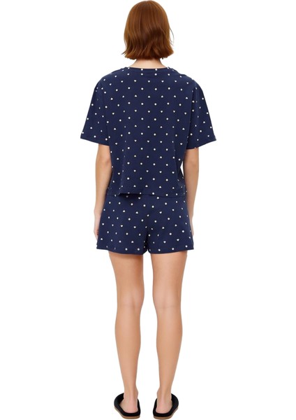 Kadın Puantiyeli Kalpli Pijama Takımı Fonksiyonel Dayanıklı Kaliteli Konforlu Estetik Spor fırsatları