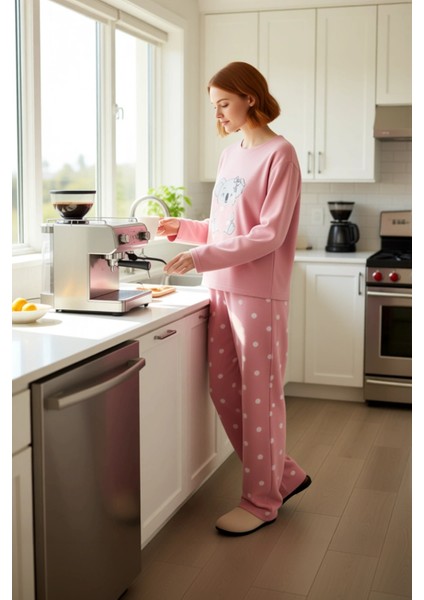 Kız Çocuk Puantiyeli Polar Pijama Takımı Sevimli Koala Baskılı Fonksiyonel Dayanıklı Rahat fiyatları